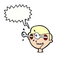 cartoon excited boy's face with speech bubble N12