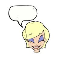 cartoon pretty female face with speech bubble N109