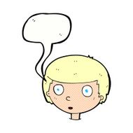 cartoon curious boy with speech bubble N42