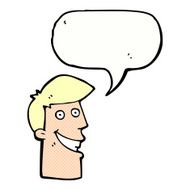 cartoon grinning man with speech bubble N98