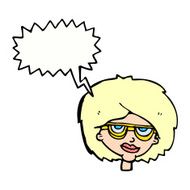 cartoon woman wearing spectacles with speech bubble N44
