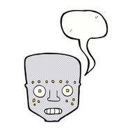 cartoon robot head with speech bubble N75