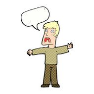 cartoon frightened man with speech bubble N96