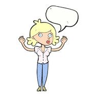 cartoon woman surrendering with speech bubble N10