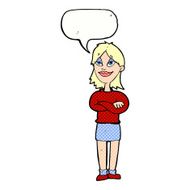 cartoon proud woman with speech bubble N32