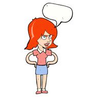 cartoon annoyed woman with hands on hips speech bubble N12