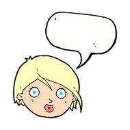 cartoon surprised female face with speech bubble N75