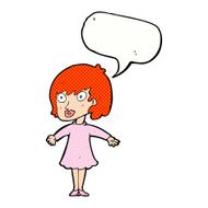 cartoon woman wearing dress with speech bubble N12