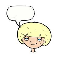 cartoon smug looking boy with speech bubble N12