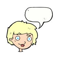 cartoon confused woman with speech bubble N98