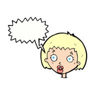 cartoon surprised female face with speech bubble N77