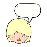 cartoon happy female face with speech bubble N213