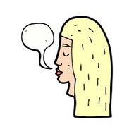 cartoon female face profile with speech bubble N12