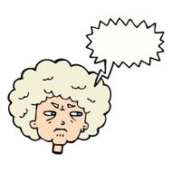 cartoon bitter old woman with speech bubble N23