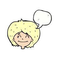 cartoon happy female face with speech bubble N214