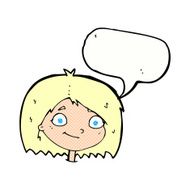 cartoon happy female face with speech bubble N215