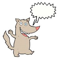 cartoon happy wolf with speech bubble N22