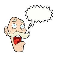 cartoon frightened old man with speech bubble N41