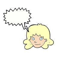 cartoon happy female face with speech bubble N216
