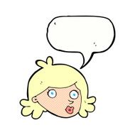 cartoon pretty face with speech bubble N12