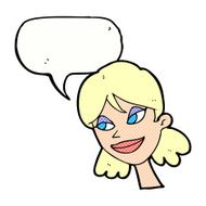 cartoon happy female face with speech bubble N217