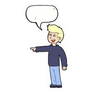 cartoon happy man pointing and laughing with speech bubble N11