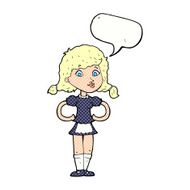 cartoon happy waitress woman with speech bubble N12