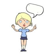 cartoon girl asking question with speech bubble N12