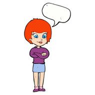 cartoon proud woman with speech bubble N33