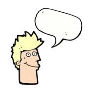 cartoon happy man with speech bubble N524