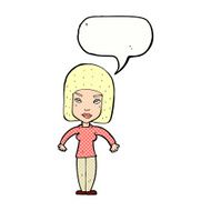 cartoon woman shrugging shoulders with speech bubble N570