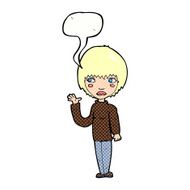 cartoon woman waving with speech bubble N385