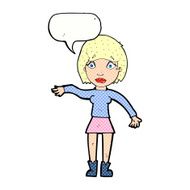 cartoon surprised woman with speech bubble N286