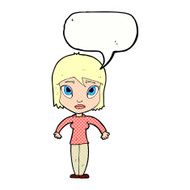 cartoon woman shrugging shoulders with speech bubble N572