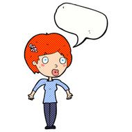 cartoon shocked woman with speech bubble N113