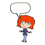 cartoon girl with no worries speech bubble N12