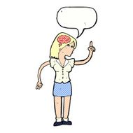 cartoon woman with clever idea speech bubble N11