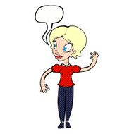 cartoon woman waving with speech bubble N387