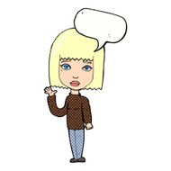 cartoon woman waving with speech bubble N388