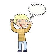 cartoon excited boy with speech bubble N166