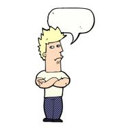 cartoon man sulking with speech bubble N12