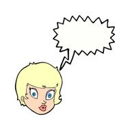 cartoon surprised female face with speech bubble N78