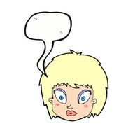 cartoon surprised female face with speech bubble N79