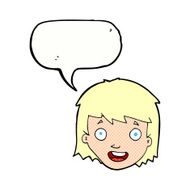 cartoon happy female face with speech bubble N218