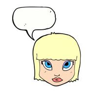 cartoon female face with speech bubble N178