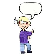 cartoon boy with popping out eyes speech bubble N12