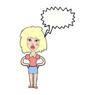 cartoon tough woman with speech bubble N11