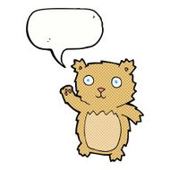 cartoon waving teddy bear with speech bubble N48