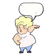 cartoon happy overweight lady with speech bubble N12