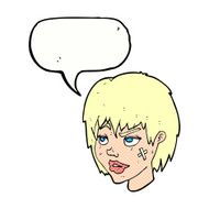 cartoon woman with plaster on face speech bubble N23